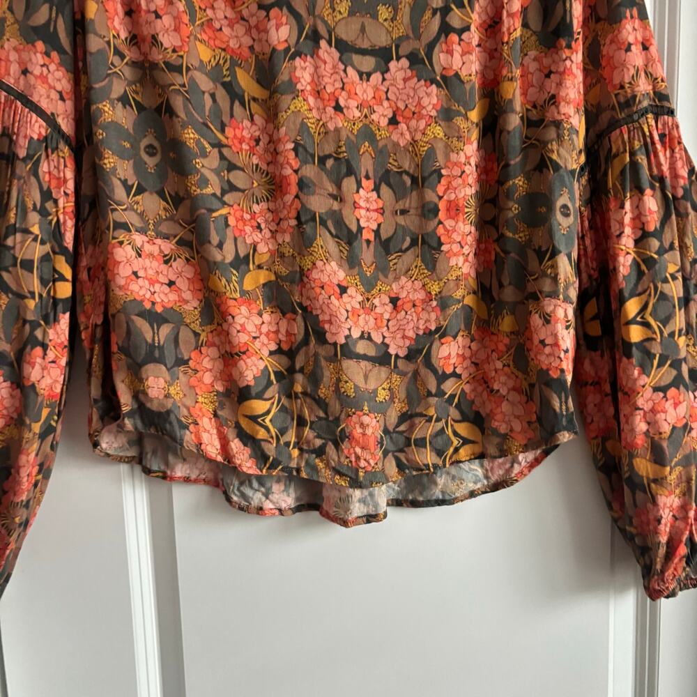 Anthropologie Love the Label Heloise Peasant Blouse Coral Boho Cottagecore M - Picture 11 of 12